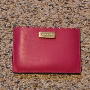 kate spade scalloped hot pink card holder with gold plaque